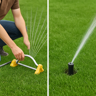 Comparison of hose-end sprinkler vs in-ground pop-up heads