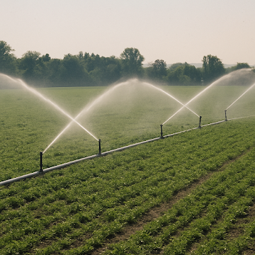Sprinkler irrigation system in a field