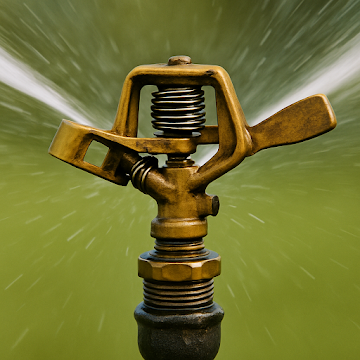 Close-up of a functioning sprinkler head